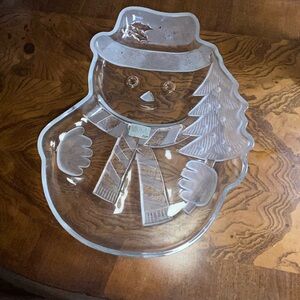 Mikasa Snowman Glass Serving Plate